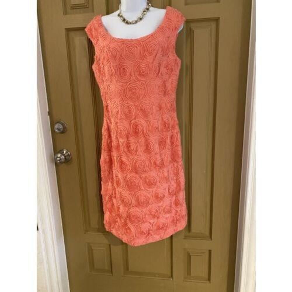 Adrianna Papell Pink Lifted Rose Sleeveless Dress BEAUTIFUL SIZE 4 - Picture 3 of 11